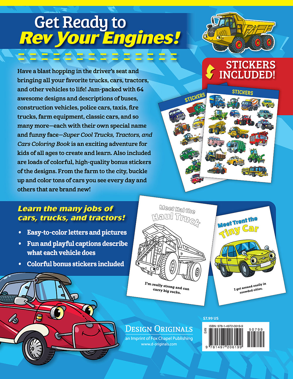 Super Cool Trucks, Tractors, and Cars Coloring Book